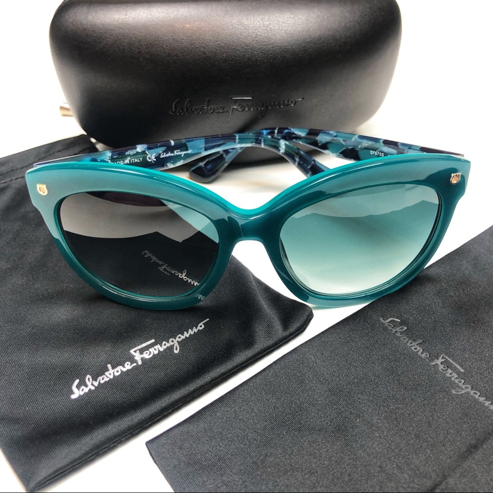 Salvatore Ferragamo Sunglasses Turquoise Cat Eye
